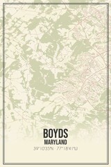 Retro US city map of Boyds, Maryland. Vintage street map.