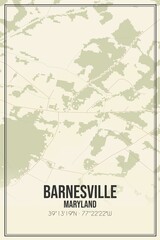 Retro US city map of Barnesville, Maryland. Vintage street map.