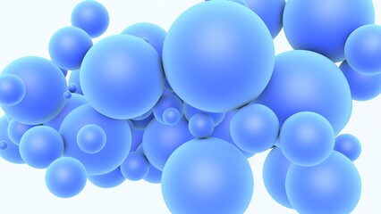 Blue balloons on a white background. 3D render. Festive background.