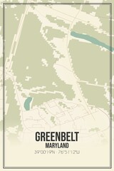 Retro US city map of Greenbelt, Maryland. Vintage street map.