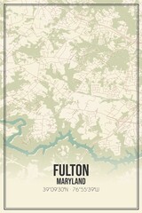 Retro US city map of Fulton, Maryland. Vintage street map.