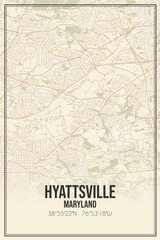 Retro US city map of Hyattsville, Maryland. Vintage street map.