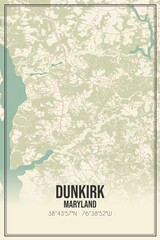 Retro US city map of Dunkirk, Maryland. Vintage street map.