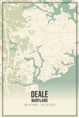 Retro US city map of Deale, Maryland. Vintage street map.