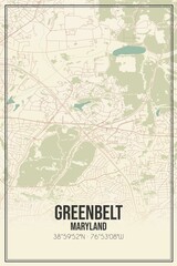 Obraz premium Retro US city map of Greenbelt, Maryland. Vintage street map.