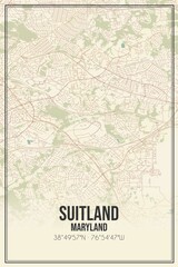 Retro US city map of Suitland, Maryland. Vintage street map.