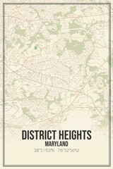 Retro US city map of District Heights, Maryland. Vintage street map.