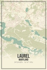 Retro US city map of Laurel, Maryland. Vintage street map.