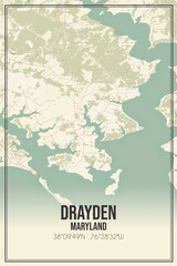 Retro US city map of Drayden, Maryland. Vintage street map.