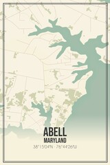 Retro US city map of Abell, Maryland. Vintage street map.