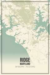 Retro US city map of Ridge, Maryland. Vintage street map.