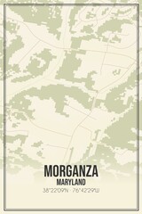 Retro US city map of Morganza, Maryland. Vintage street map.