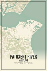 Retro US city map of Patuxent River, Maryland. Vintage street map.