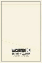 Retro US city map of Washington, District of Columbia. Vintage street map.