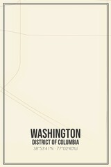 Retro US city map of Washington, District of Columbia. Vintage street map.