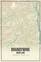 Retro US city map of Brandywine, Maryland. Vintage street map.