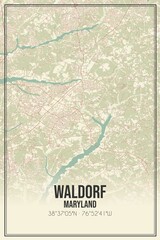 Retro US city map of Waldorf, Maryland. Vintage street map.