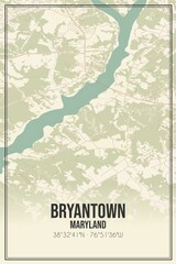 Retro US city map of Bryantown, Maryland. Vintage street map.