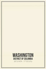 Retro US city map of Washington, District of Columbia. Vintage street map.