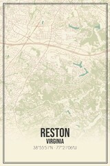 Retro US city map of Reston, Virginia. Vintage street map.