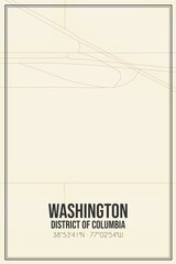 Retro US city map of Washington, District of Columbia. Vintage street map.