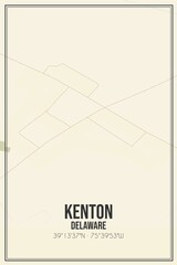 Retro US city map of Kenton, Delaware. Vintage street map.