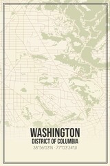 Retro US city map of Washington, District of Columbia. Vintage street map.