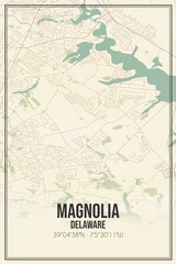 Retro US city map of Magnolia, Delaware. Vintage street map.