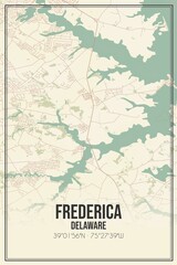 Fototapeta premium Retro US city map of Frederica, Delaware. Vintage street map.