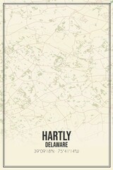 Fototapeta premium Retro US city map of Hartly, Delaware. Vintage street map.