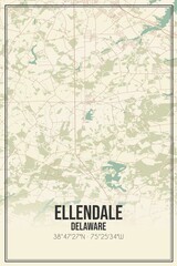 Retro US city map of Ellendale, Delaware. Vintage street map.
