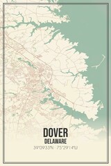 Fototapeta na wymiar Retro US city map of Dover, Delaware. Vintage street map.