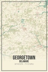 Retro US city map of Georgetown, Delaware. Vintage street map.