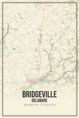 Retro US city map of Bridgeville, Delaware. Vintage street map.