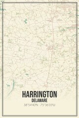 Retro US city map of Harrington, Delaware. Vintage street map.