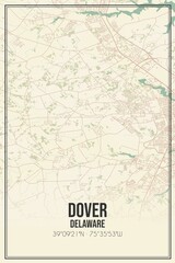 Fototapeta premium Retro US city map of Dover, Delaware. Vintage street map.