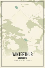Retro US city map of Winterthur, Delaware. Vintage street map.