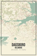Retro US city map of Dagsboro, Delaware. Vintage street map.