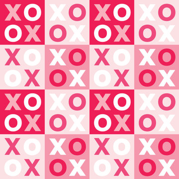 seamless pattern with cross marks and circles on a contrasting level red color background. x o seamless vector pattern.
