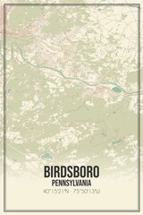Retro US city map of Birdsboro, Pennsylvania. Vintage street map.