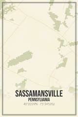 Retro US city map of Sassamansville, Pennsylvania. Vintage street map.