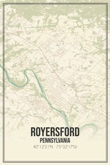 Retro US city map of Royersford, Pennsylvania. Vintage street map.