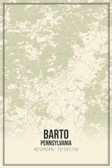 Retro US city map of Barto, Pennsylvania. Vintage street map.