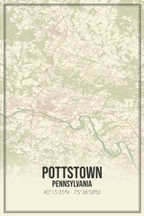 Obraz premium Retro US city map of Pottstown, Pennsylvania. Vintage street map.