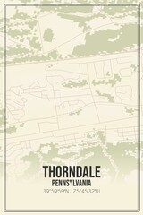 Retro US city map of Thorndale, Pennsylvania. Vintage street map.