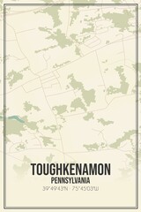 Retro US city map of Toughkenamon, Pennsylvania. Vintage street map.