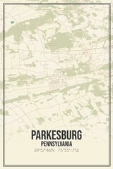 Retro US city map of Parkesburg, Pennsylvania. Vintage street map.