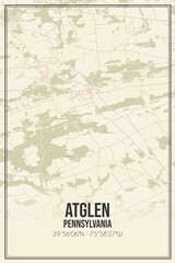 Retro US city map of Atglen, Pennsylvania. Vintage street map.