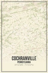 Retro US city map of Cochranville, Pennsylvania. Vintage street map.