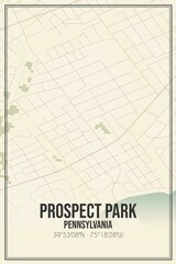 Retro US city map of Prospect Park, Pennsylvania. Vintage street map.